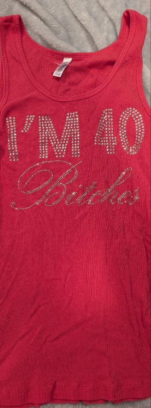 Source Unknown Hot Pink Rhinestone 'I'M 40 Bitches' Girls Tank Top